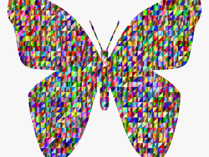 Transparent Butterfly Woman Clipart - Coloured Geometric Butterfly