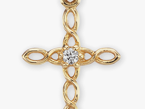 14k Gold Filigree Cross Pendant With Diamond - Roberto Coin Cross Necklace