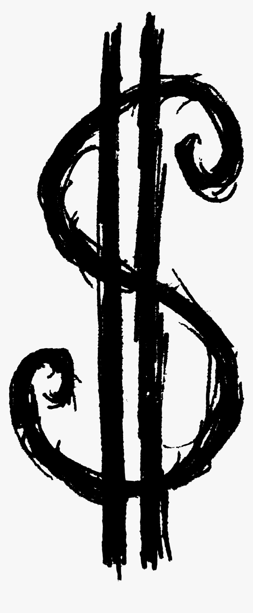 Graphic Black And White Clip Art Draw Transprent Png - Dollar Sign Drawing Png
