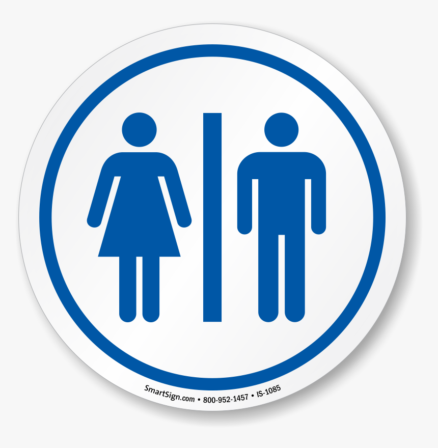 Restrooms Symbol Iso Circle Sign - Men Woman Bathroom Sign