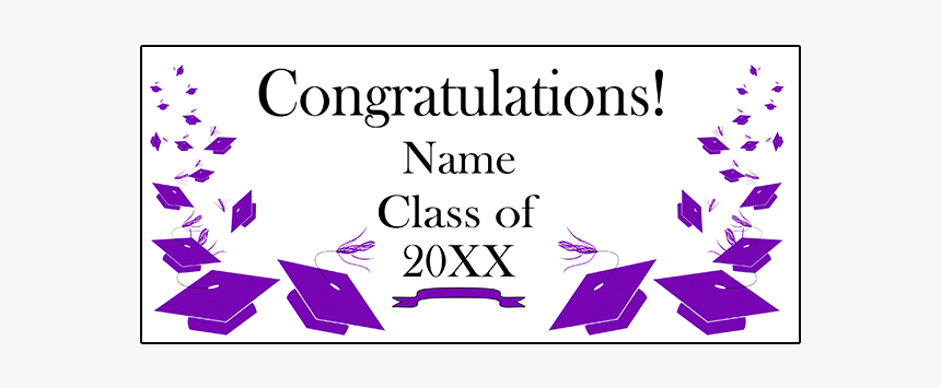 Personalized Purple Mortarboard Banner Party Supplies - Personalized Graduation Banner