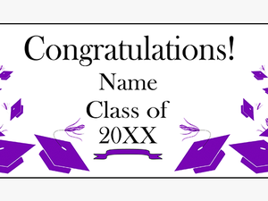 Personalized Purple Mortarboard Banner Party Supplies - Personalized Graduation Banner