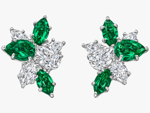 Square Emerald Double Halo Earrings