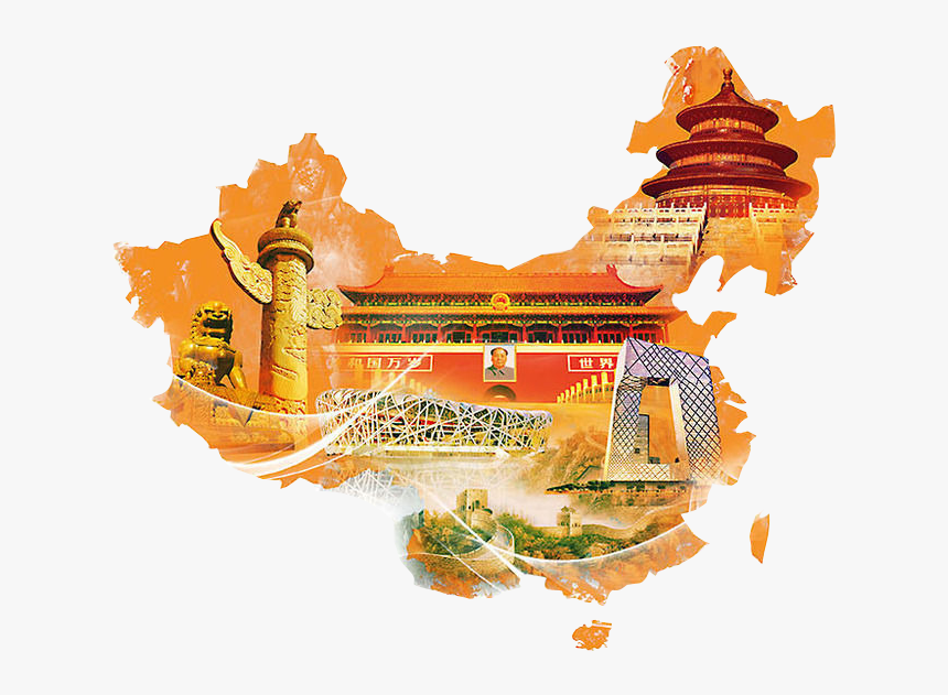 Map And Sights Of China Png Imag