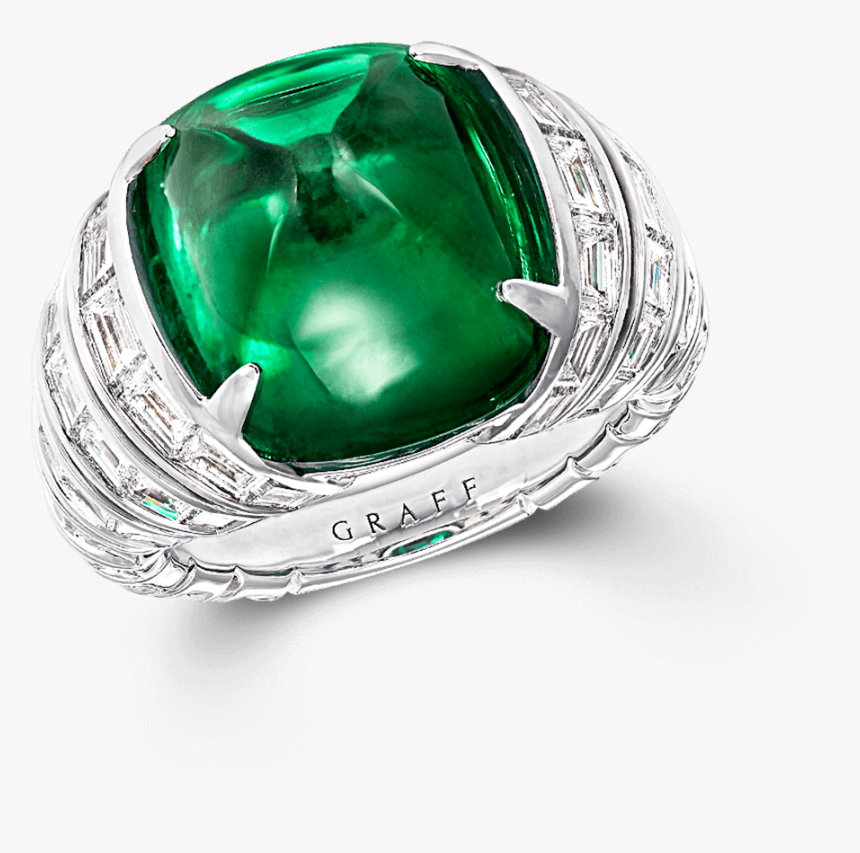 A Graff Cabochon Colombian Emerald And Diamond Ring - Engagement Ring