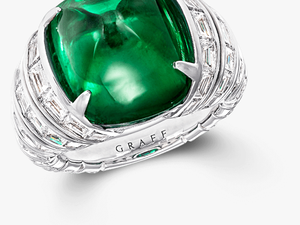 A Graff Cabochon Colombian Emerald And Diamond Ring - Engagement Ring