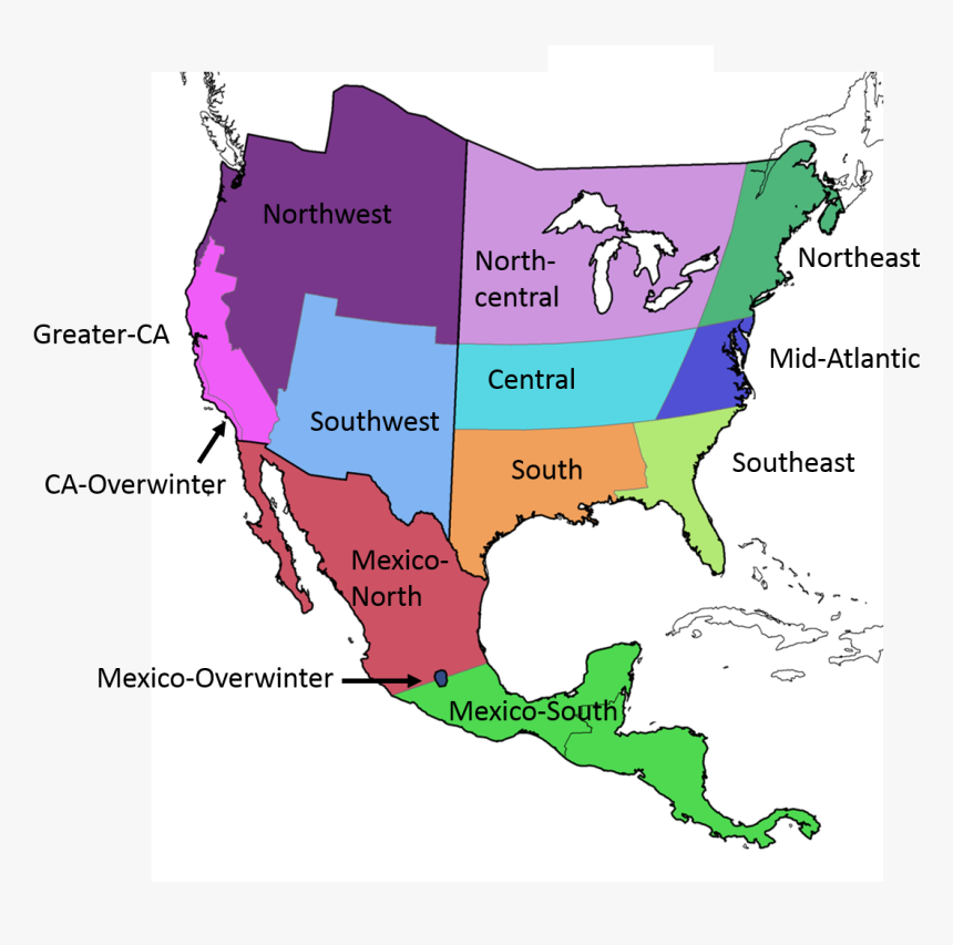 Regions Of Mexico Map Com In - North America Vector
