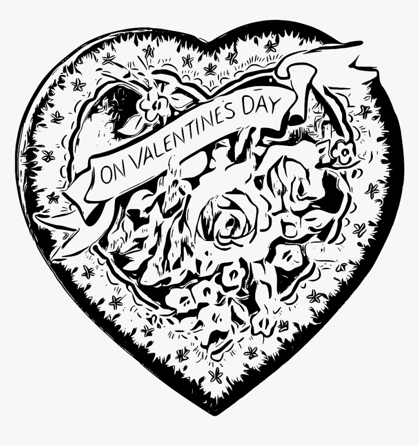 Doodle Drawing Broken Heart - Vintage Valentine Heart