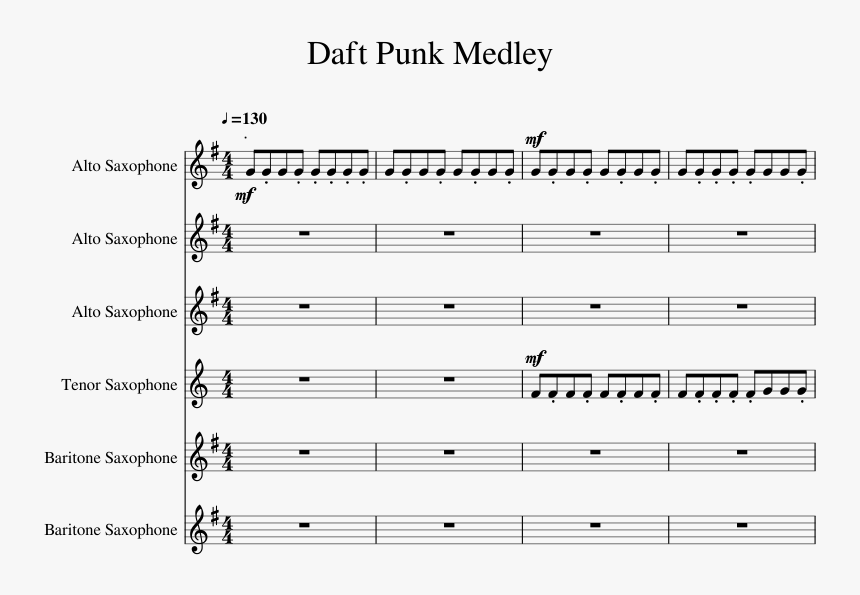 Daft Punk Medley Sheet Music For Alto Saxophone