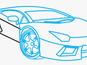 Transparent Simple Car Clipart - Simple Lamborghini Aventador Drawing