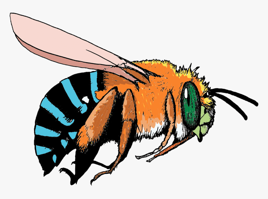 Bee Pollinating Flower Clipart C