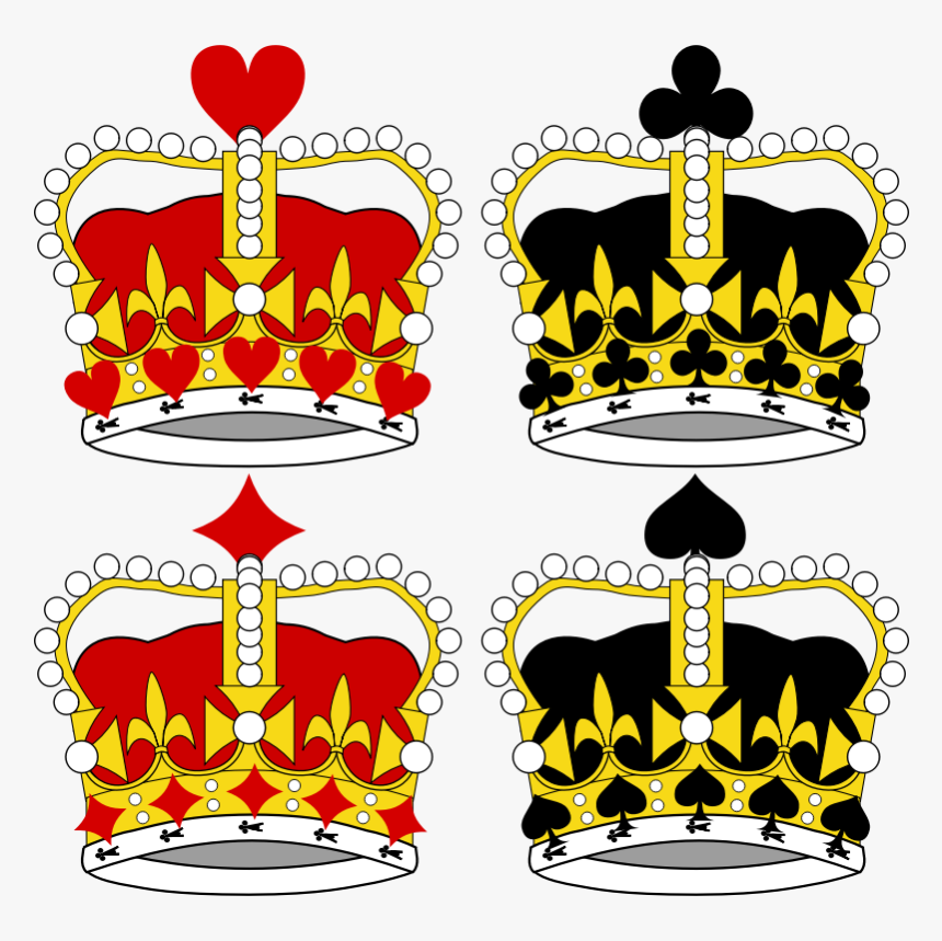 Stylized Crowns For Card Faces - King And Queen Of Hearts Crown