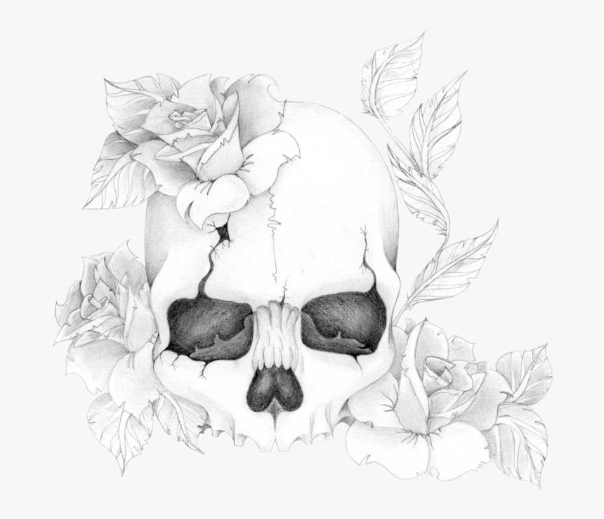 Skull And Roses Png - Skull With