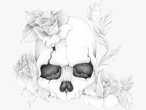 Skull And Roses Png - Skull With Flowers Png