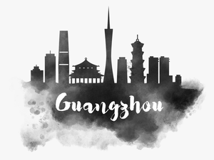 Guangzhou Skyline Watercolor Painting Silhouette - Guangzhou Logo