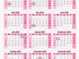 2020 Calendar Government Holidays