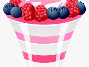 Ice Cream Sundae With Raspberries And Blackberries - Cupcake And Ice Cream Clipart