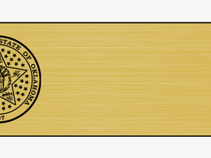 Brushed Gold Name Badge With The Oklahoma State Seal - Circle