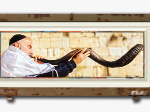 Portrait Of Man Blowing The Shofar In Jerusalem