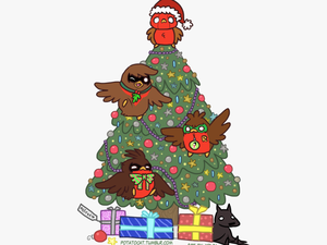 Clip Art Bird In Santa Hat - Bat Family Christmas Tree