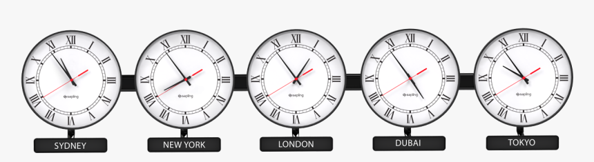 Sapling Round Analog Time Zone Clock - Digital Time Zone Clocks For Wall