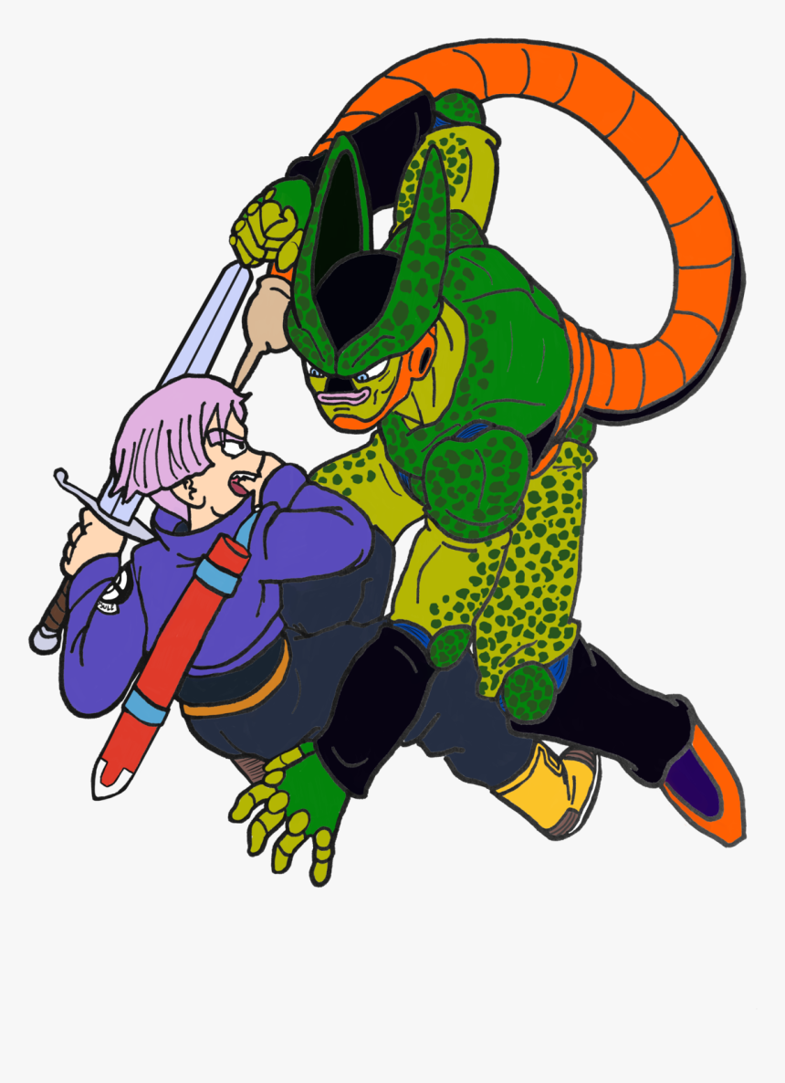 Trunks And Semi-perfect Cell In The Style Of That Cool - Semi Perfect Cell Png