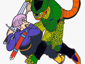 Trunks And Semi-perfect Cell In The Style Of That Cool - Semi Perfect Cell Png