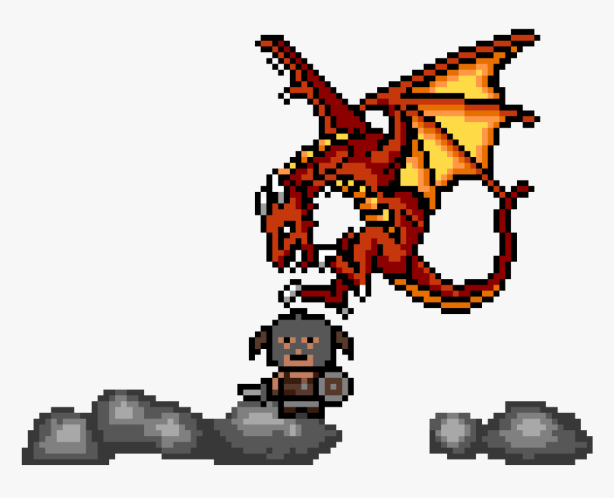 Dovahkiin And Ancient Dragon - Pixel Art Dragon