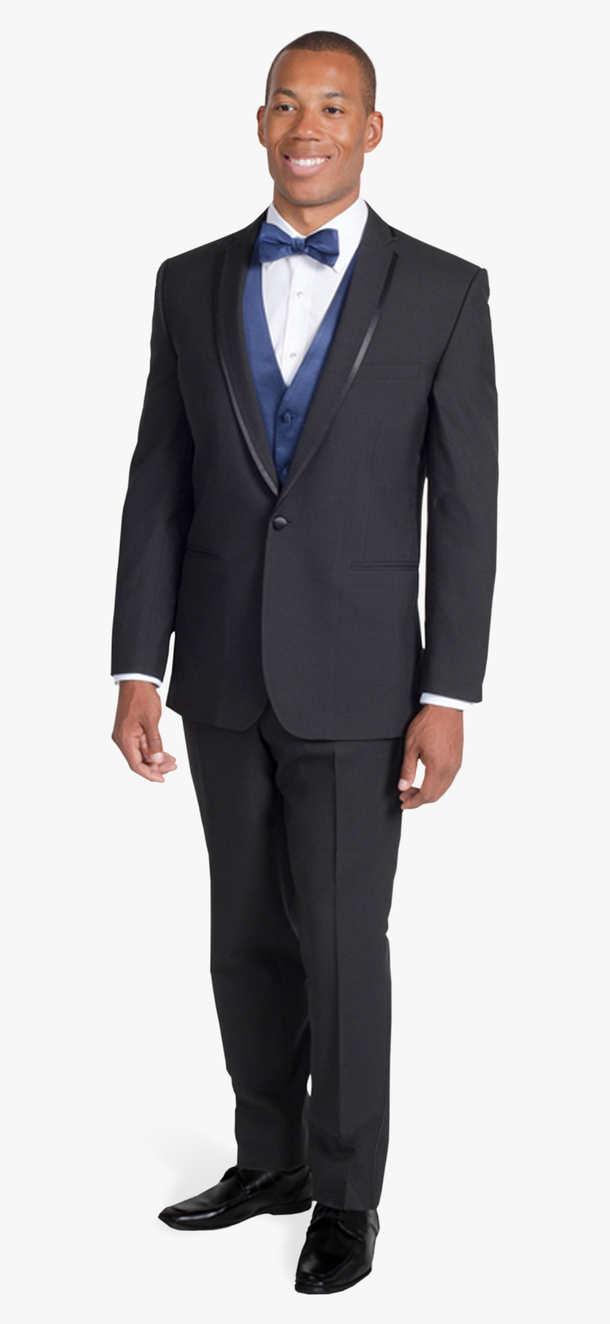 Black Framed Notch Lapel Tuxedo With Blue Bow Tie - Scott Stanford Wwe