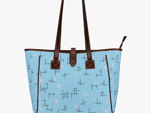Abstract Lines And Pink Stars On Baby Blue Retro Classic - Tote Bag
