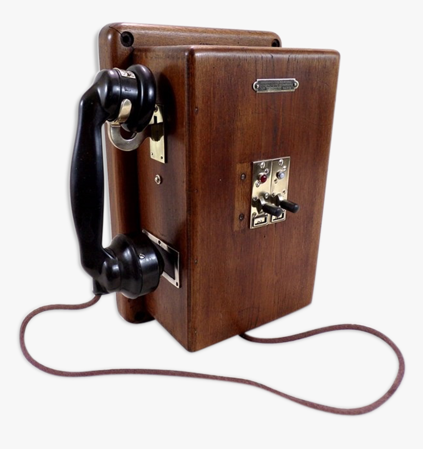 Phone Old Telephone Standard Wooden Brass And Metal - Plywood
