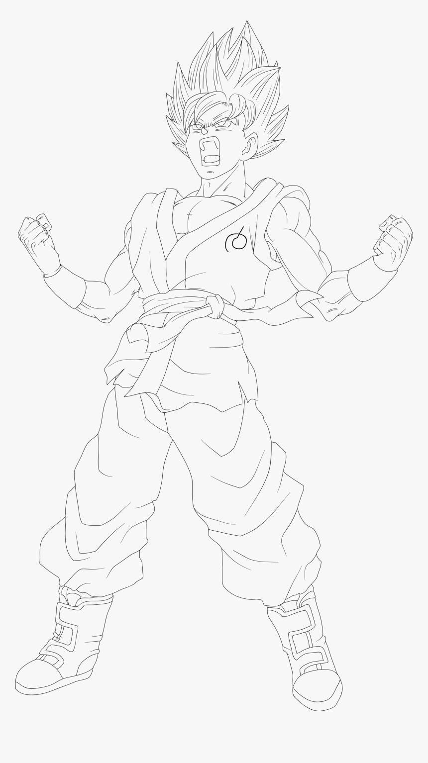 Goku Ssgss Fukkatsu No F Power Up Lineart By Dragonballaffinity - Line Art