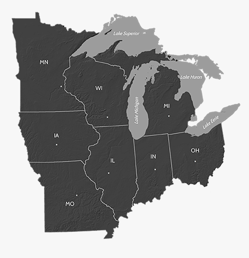 Map Of The Midwest Region Of The United States - Mid West States