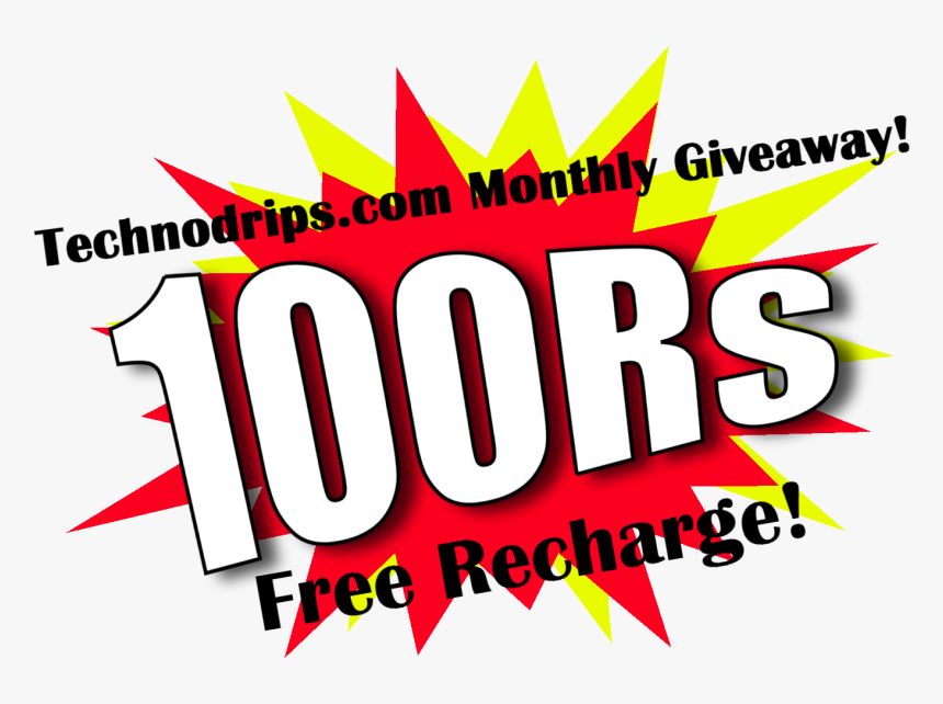 Technodrips 100rs Free Recharge Giveaway - Mobile Recharge Giveaway Png