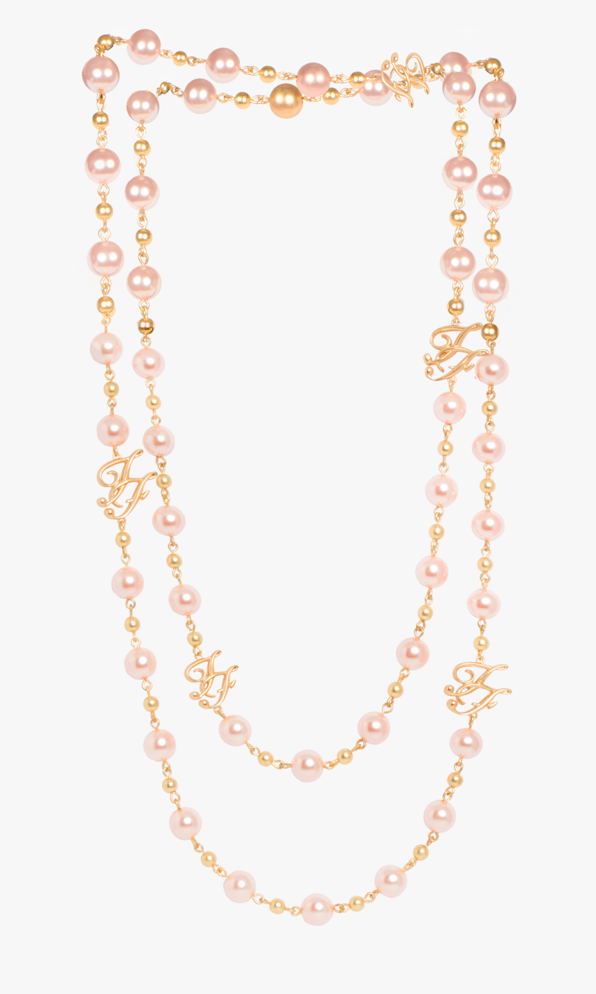 Pink Pearl Necklace &amp; Bracelet With Faux Pearls - Necklace