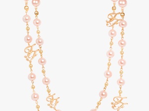 Pink Pearl Necklace & Bracelet With Faux Pearls - Necklace