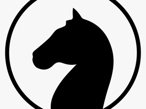 Horse Head Black Shape Facing Left Inside A Circle - Silhouette Horse Head Icon Png