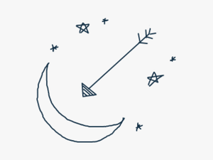 #moon #stars #arrow #galaxy #crescent #blue #darkblue - Line Art