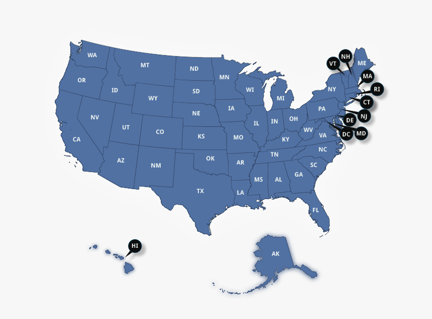 Map Of The United States With Ea