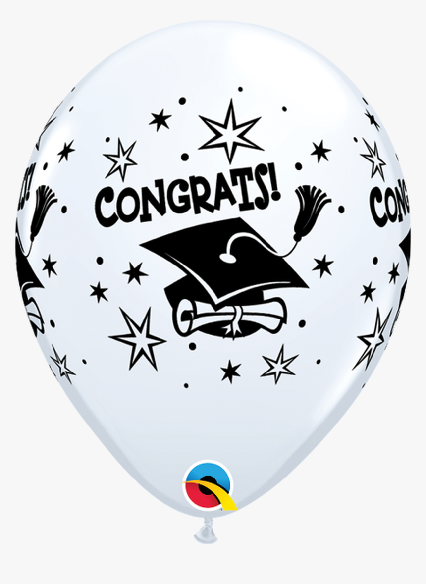 11 Q Graduation Congrats Cap White Print - Graduatin Latex Baloon