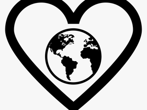 Earth Globe In Heart Outline