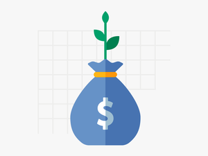 Plant Growing Out Of Money Bag - Illustration