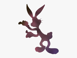 Black Cute Bunny Png Transparent Background - Bugs Bunny Silhouette Png