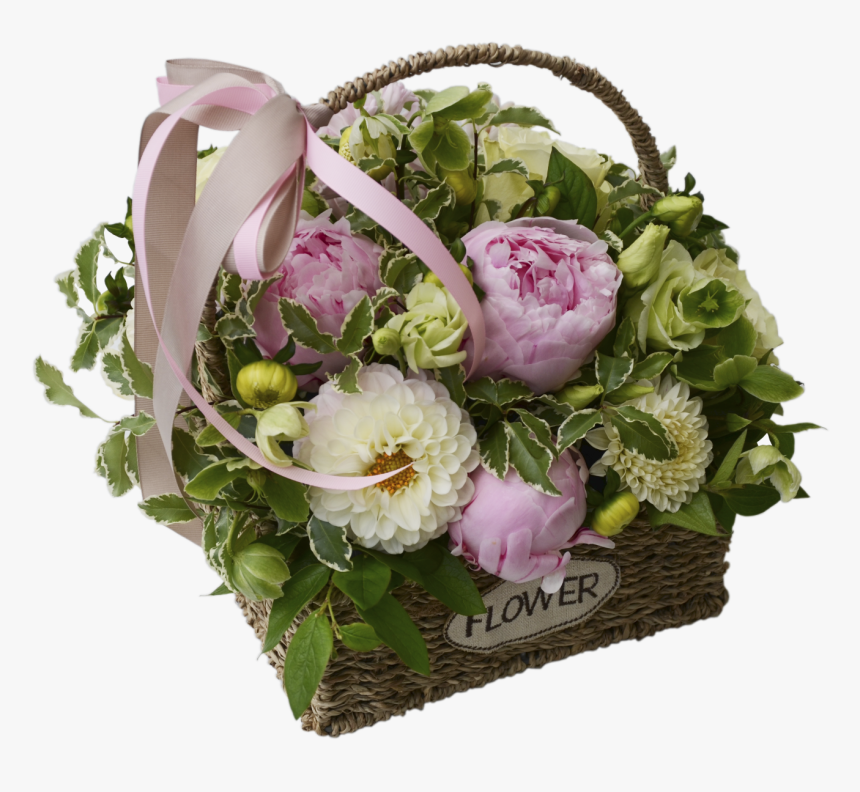 Transparent Bouquet Basket Png - Корзина Букет Из Пионов