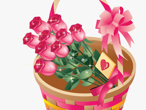 Transparent Wine Basket Clipart - Flower Clipart Transparent Background