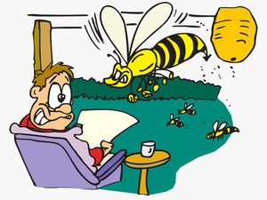 Man Scared Bees Flying Garden Human Person Adult - Man Scared Of Bee