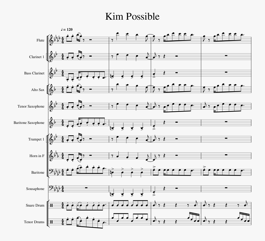Kim Possible Intro Sheet Music For Flute