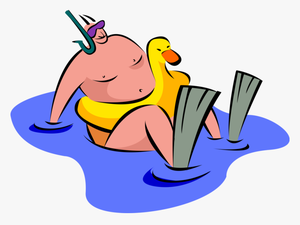 Vector Illustration Of Overweight Obese Fat Man At - Fat Guy On Beach Png