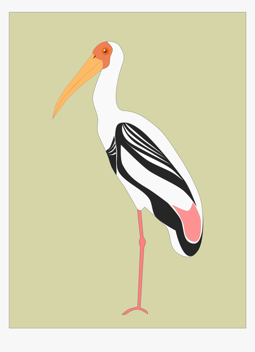 Stork Vector Svg - Painted Stork Illustration