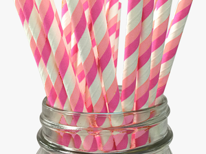 Light Pink And Hot Pink Striped 25pc Paper Straws - Paper Straws Png